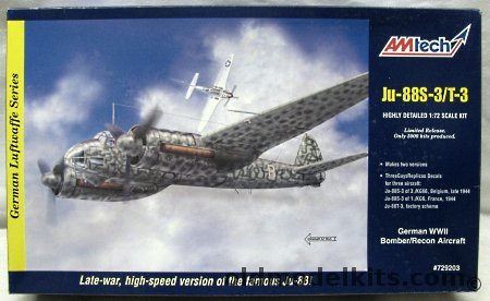 Amtech 1/72 Junkers Ju-88S-3/T-3 - T-3 Factory Scheme / S-3 of 1./KG66 France 1944 / S-3 of 3./KG66 Belgium Late 1944, 729203 plastic model kit